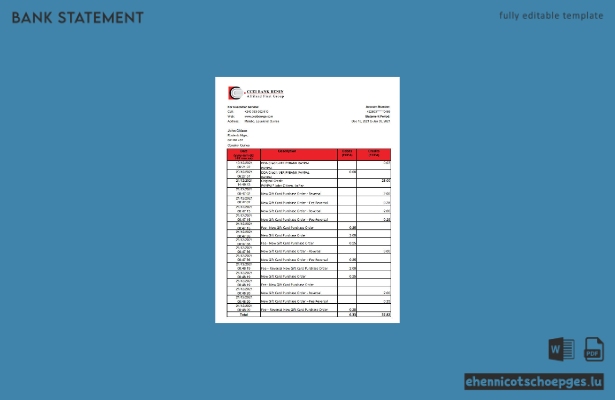 Äquatorialguinea CCEI Bank Benin Kontoauszug Excel-Beispielvorschau